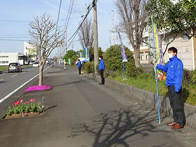 藤枝西高等学校前にて『春の全国交通安全運動』1