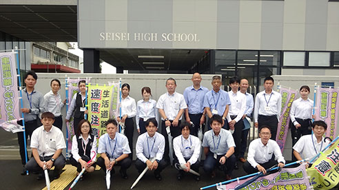 静清高等学校前にて『夏の交通安全県民運動』の立哨活動を実施【バナー画像】